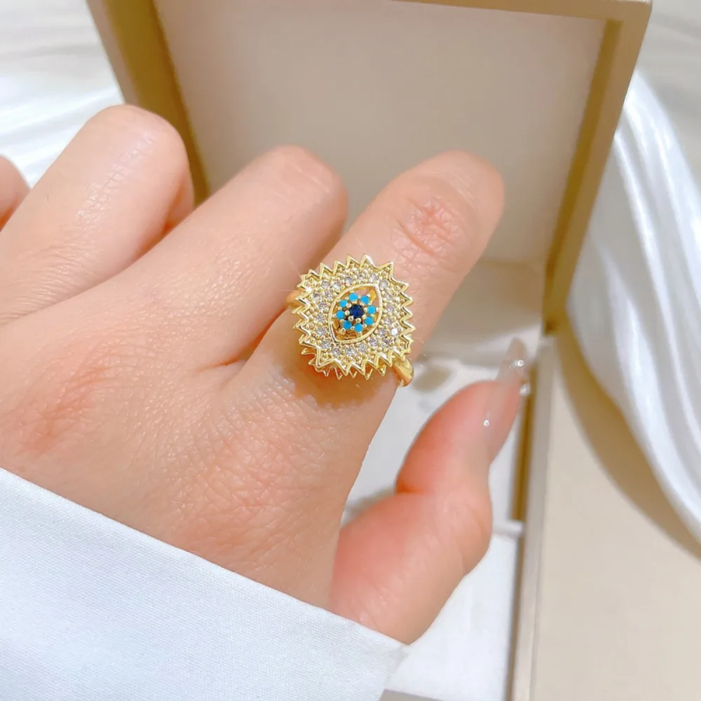 Creative Personalized Rotating Eye of Demon Open-end Couple Finger Rings for Women Men Fashion Stainless Steel Jewelry Colorfast