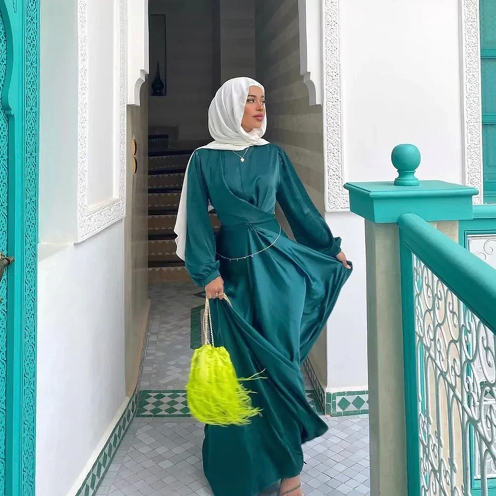 Verão cetim abaya para mulheres muçulmano envoltório hijab vestido eid ramadan abayas dubai vestidos africanos turquia islâmico modesto kaftan robe