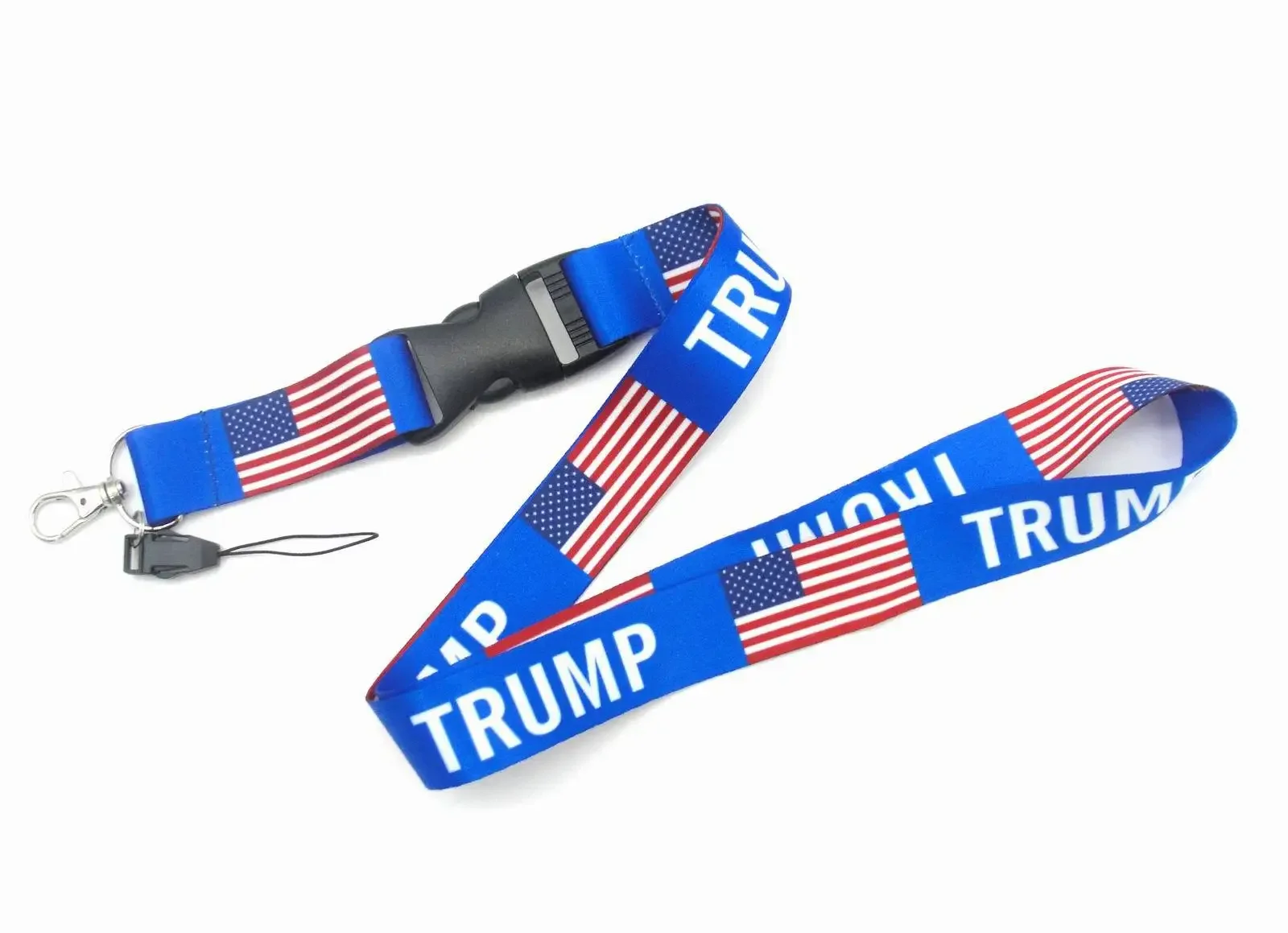 Wholesale 5/10/20/50Pcs TRUMP Lanyard Print Neck Strap Necklace Double Side American Flag USA Supporters Key Phone ID Tag Holder