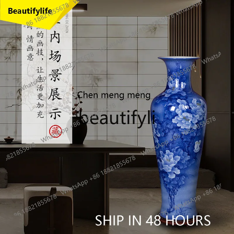 

2003 Hand-painted Floor-standing Large Vase Jingdezhen Ceramic New Chinese Style Living Room Entrance Decoration