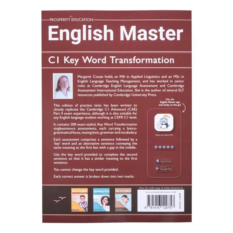 English Master C1 Key Word Transformation 20 اختبارات ممارسة لكامبريدج C1 المتقدمة مارغريت كوز 9781916129757 #2
