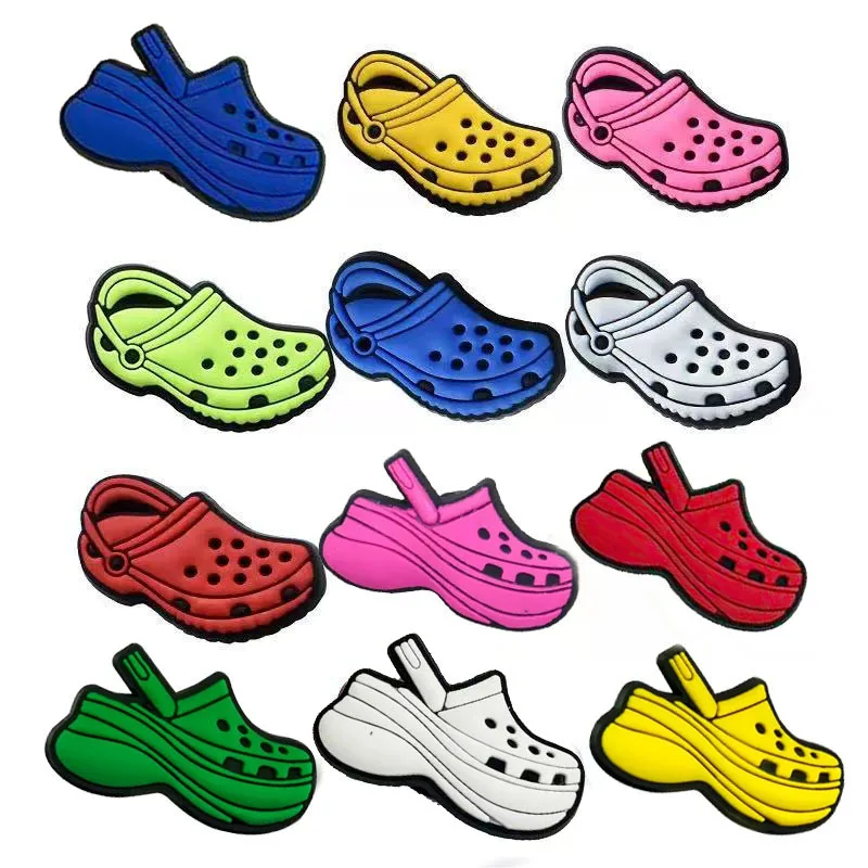 6/12pcs Cute Hole Shoe Series Shoe Charm PVC Decorations Assorted Style Detachable Waterproof Suitable summer For Gift ideal