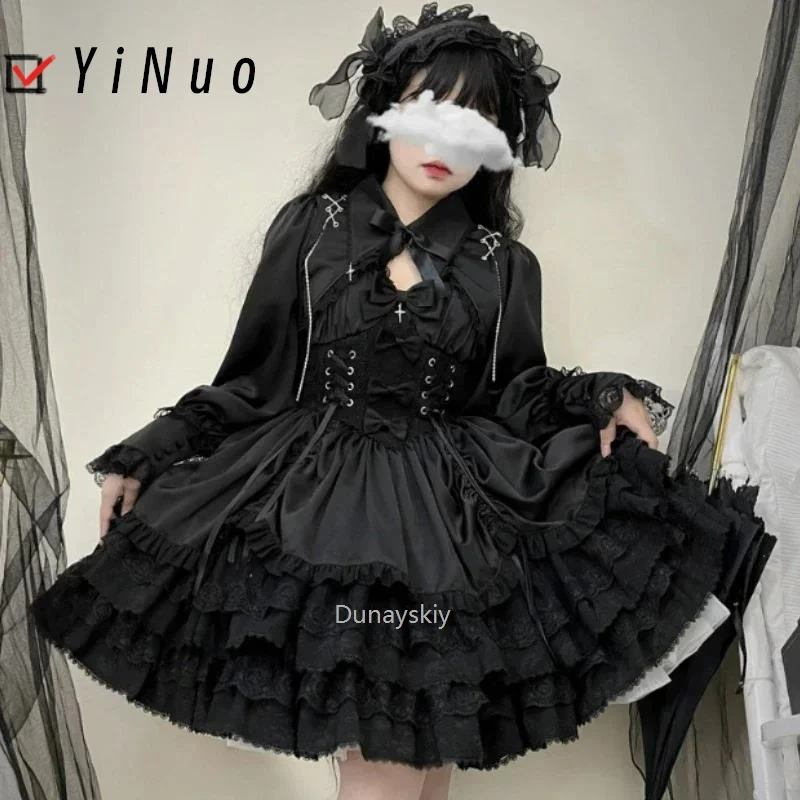 Victorian Gothic Lolita Dress Women Punk Style Sweet Lace Bow Eveing Party Dresses Harajuku Japanese Y2k Cosplay Princess Dress