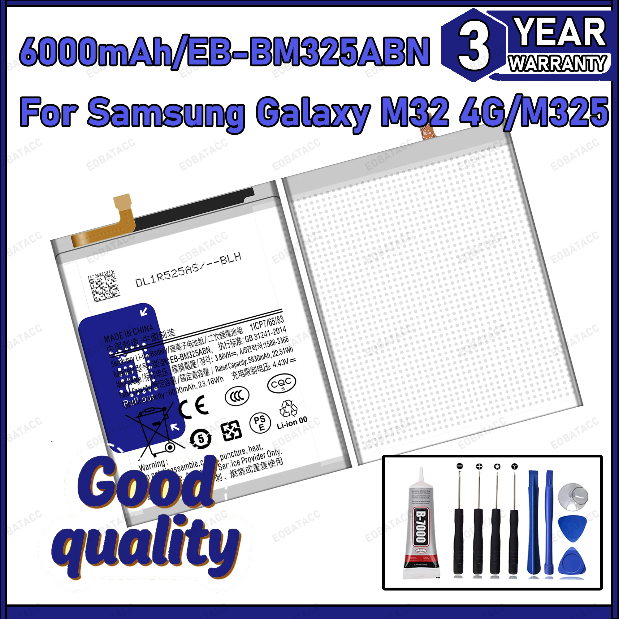 

100% New Zero Cycle EB-BM325ABN Battery For Samsung Galaxy M32 4G/M325 phone Batteries Bateria +Tools