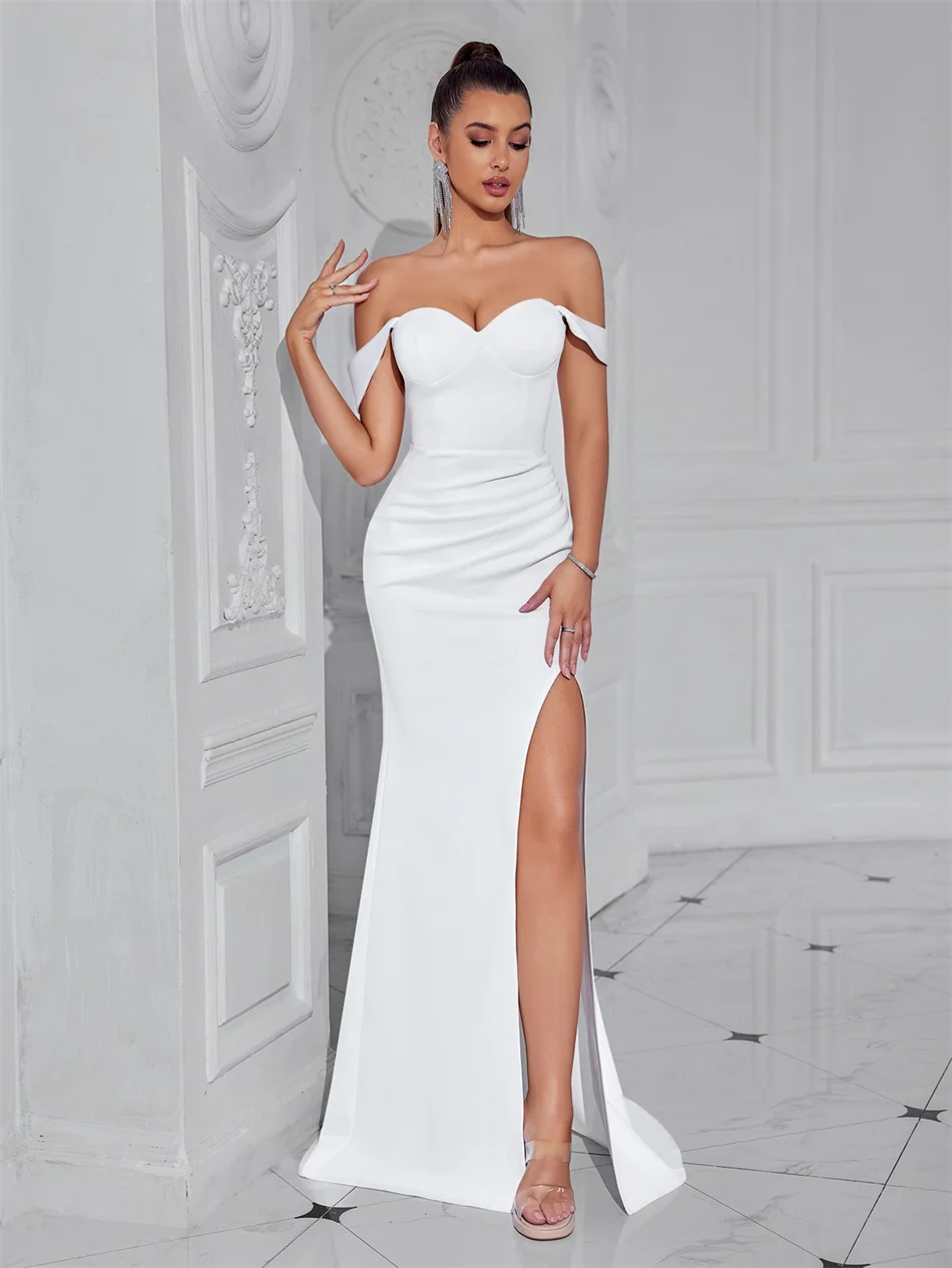Cocktail Dress For Women Off Shoulder Sexy Floor Length Party Evening Night Outfit Club Formal Wedding Guest Maxi Gala Vestidos