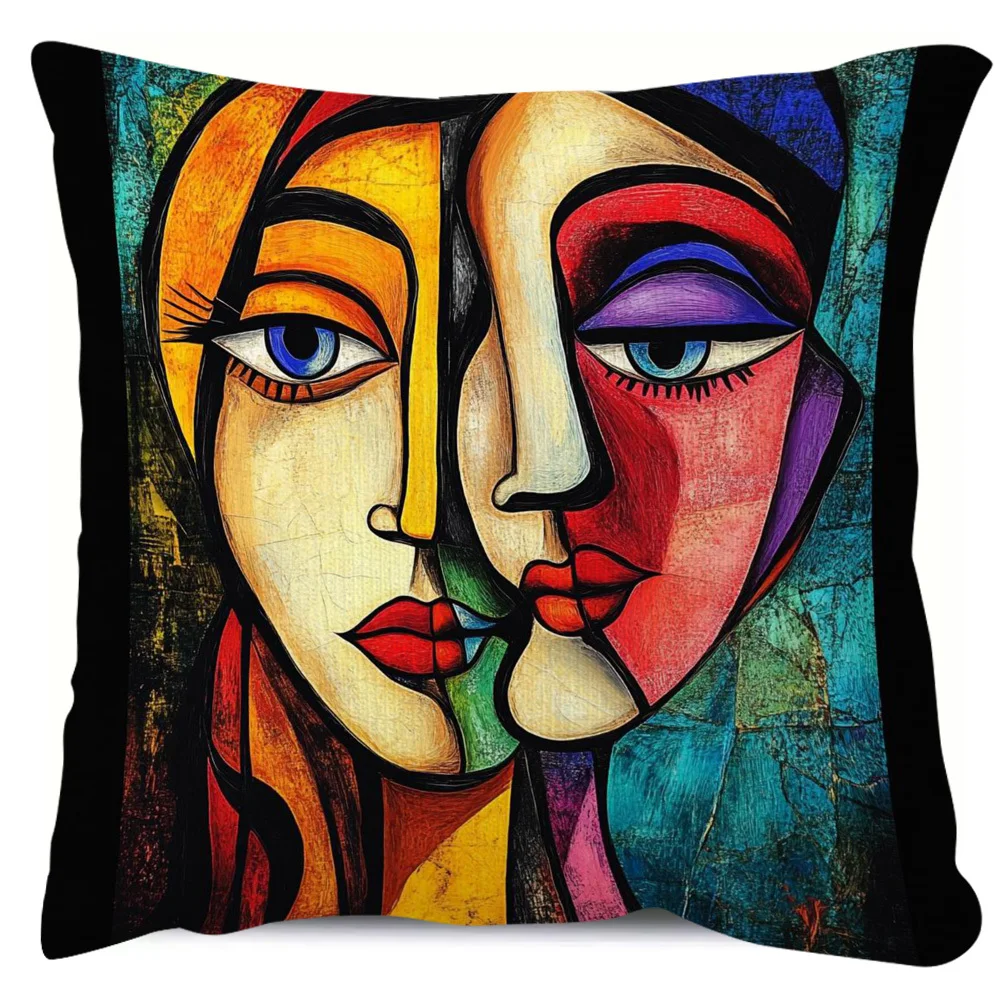 

One Picasso-style Cubist throw pillow cover,suitable for decoration of living room, sofa and bedroom (without filling material)