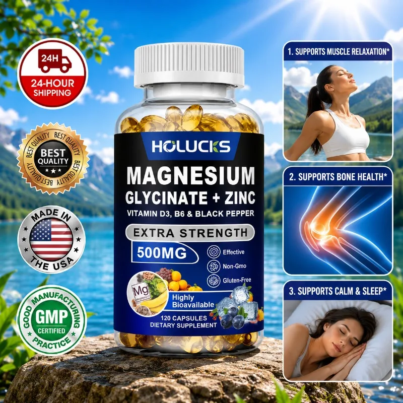 Organic Magnesium Zinc Supplement, with Vitamin B6 & Black Pepper, Support Relaxation, Calcium Absorption, Overall Vitality