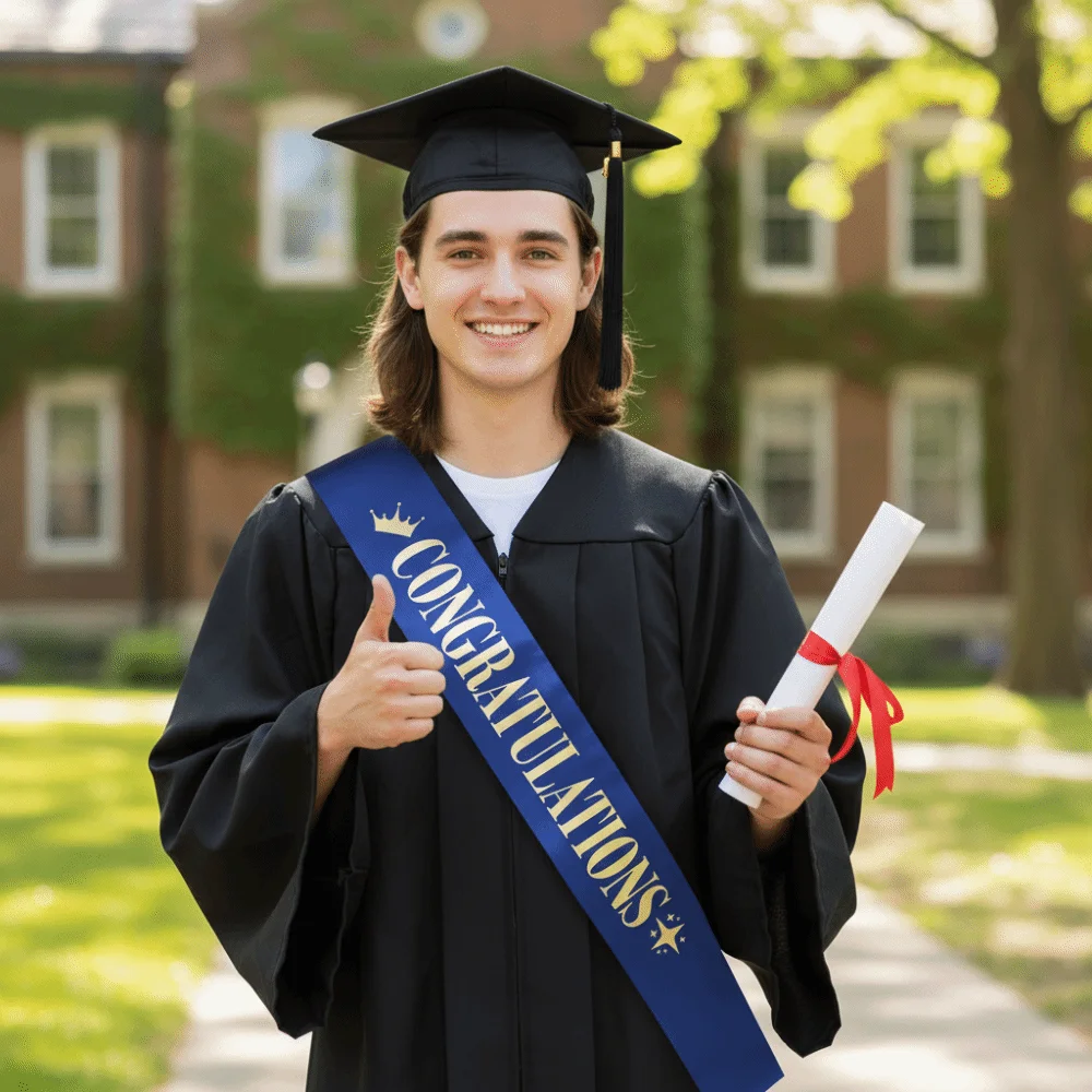 New Satin Congratulation Sash Multiple Colors One Size Graduated Stole Satin Sash Commencement