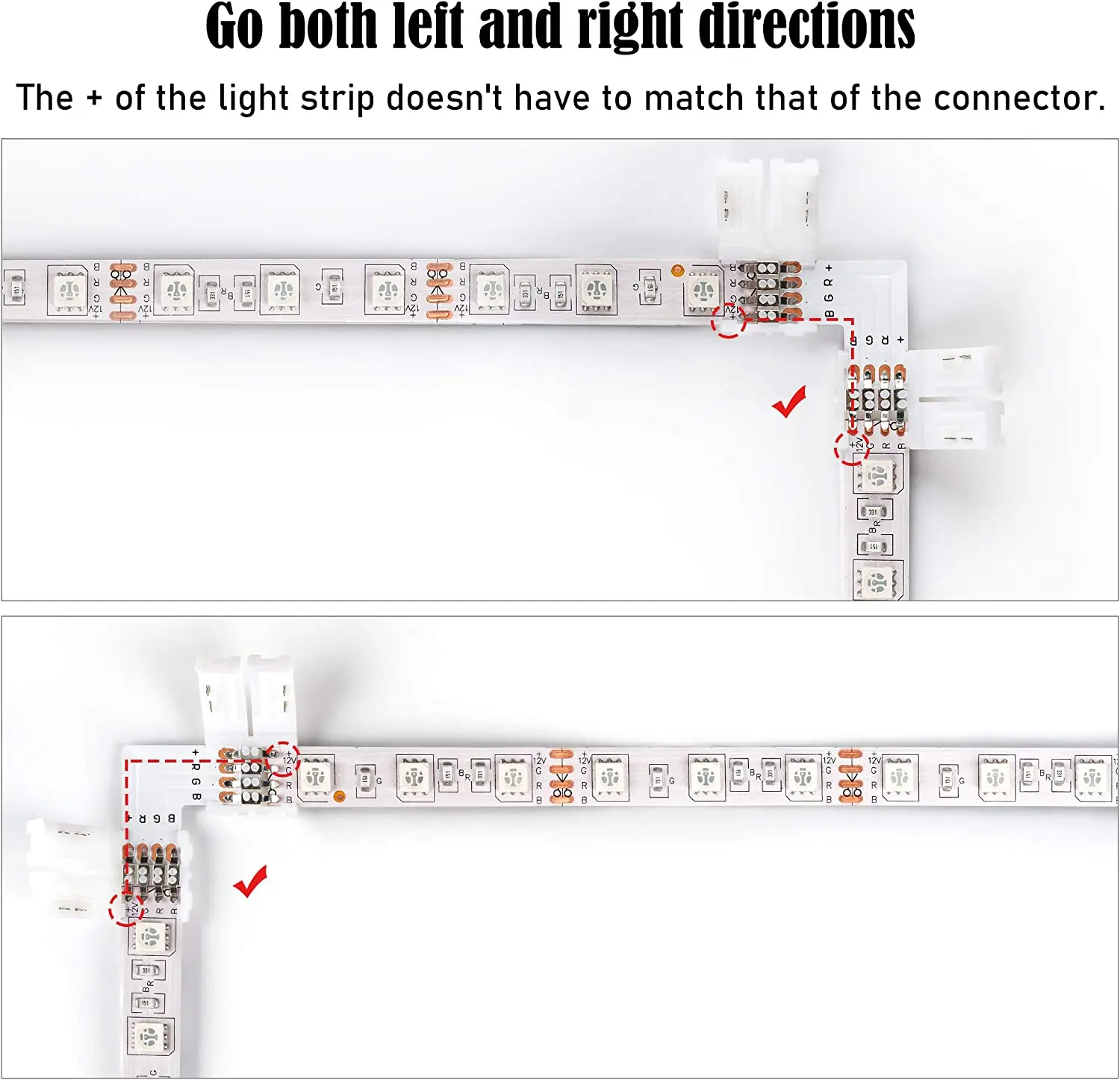 Connettori LED a forma di L 4pin connettori angolari ad angolo retto da 10mm terminale connettore adattatore senza saldatura con clip per striscia