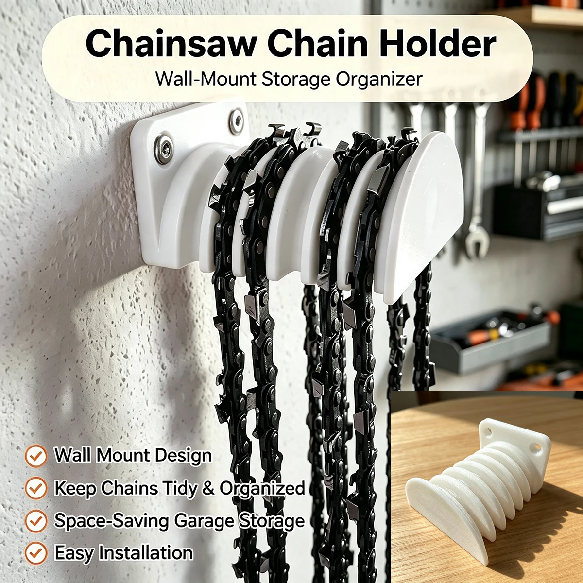 Wall Mount Chainsaw Chain Holder, Multi-Slot Chains Storage Organizer Rack for Garage Workshop