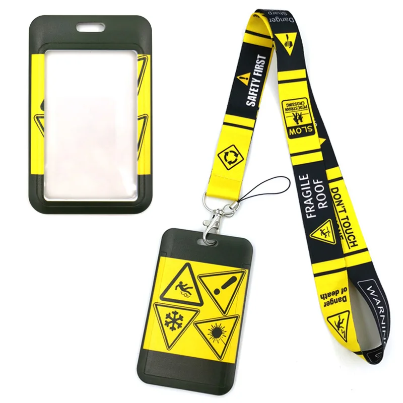 Caution Warning signs Credit Card ID Holder Bag Student Women Travel Bank Bus Business Card Cover Badge Accessories Gifts