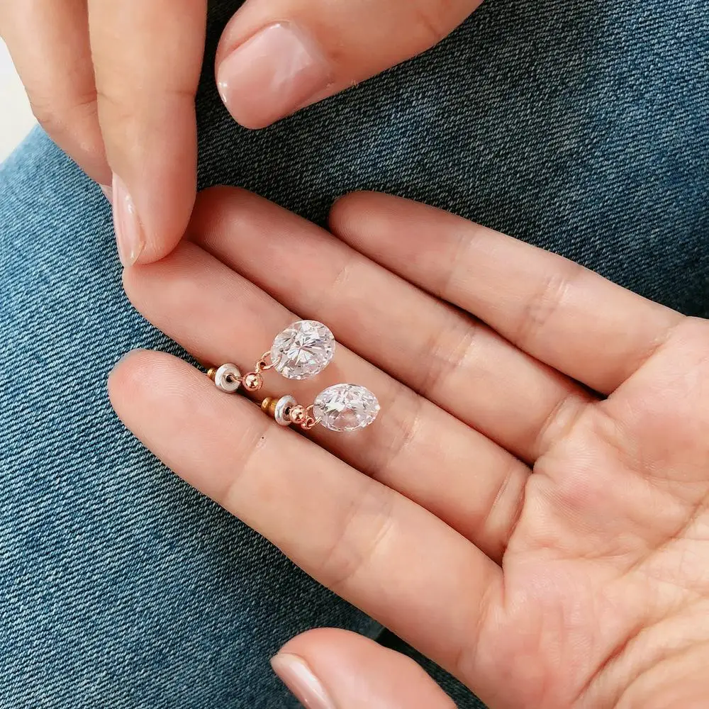 ZHOUYANG spadek kolczyki dla kobiet klasyczne kompletne wyczyść cyrkonia różowe złoto kolor biżuteria Wedding Party ZYE153 — zdjęcie 6