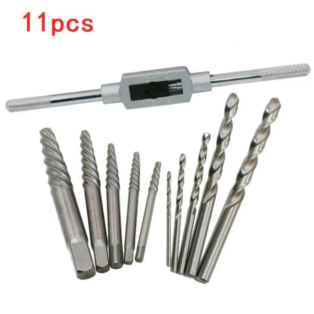 Damaged Screw Extractor 3MM-10MM Drill Bits Adjustable Tap Die Stud Stripped Screw Remover Tools Broken Speed Easy Out 11pcs/Set