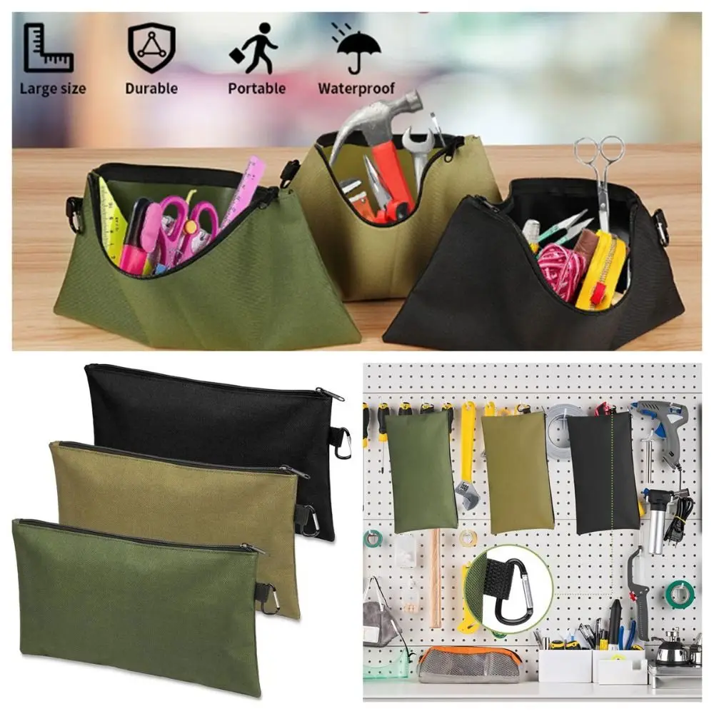 with Carabiner Tool Zipper Pouch Multi-Function Waterproof Tools Organizer Wear-resistant Durable Multipurpose Storage Organizer
