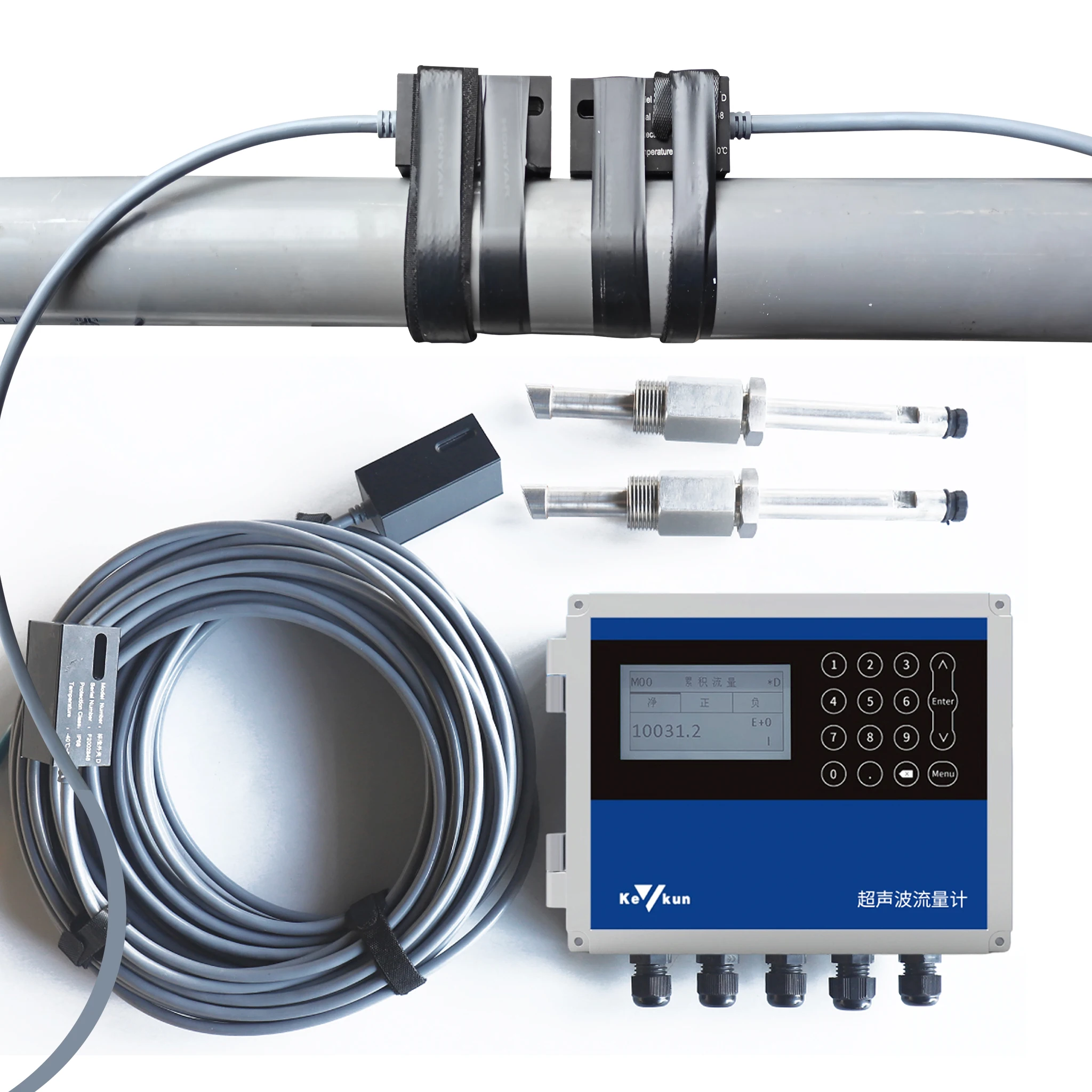 DN100  4~20mA Output RS 485 Smart Ultrasonic Flow Meter Clamp-on Flow Meter