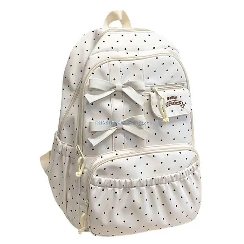 340D Multipurpose Dots Backpack Book Bag With Large Capacity Casual Daypack