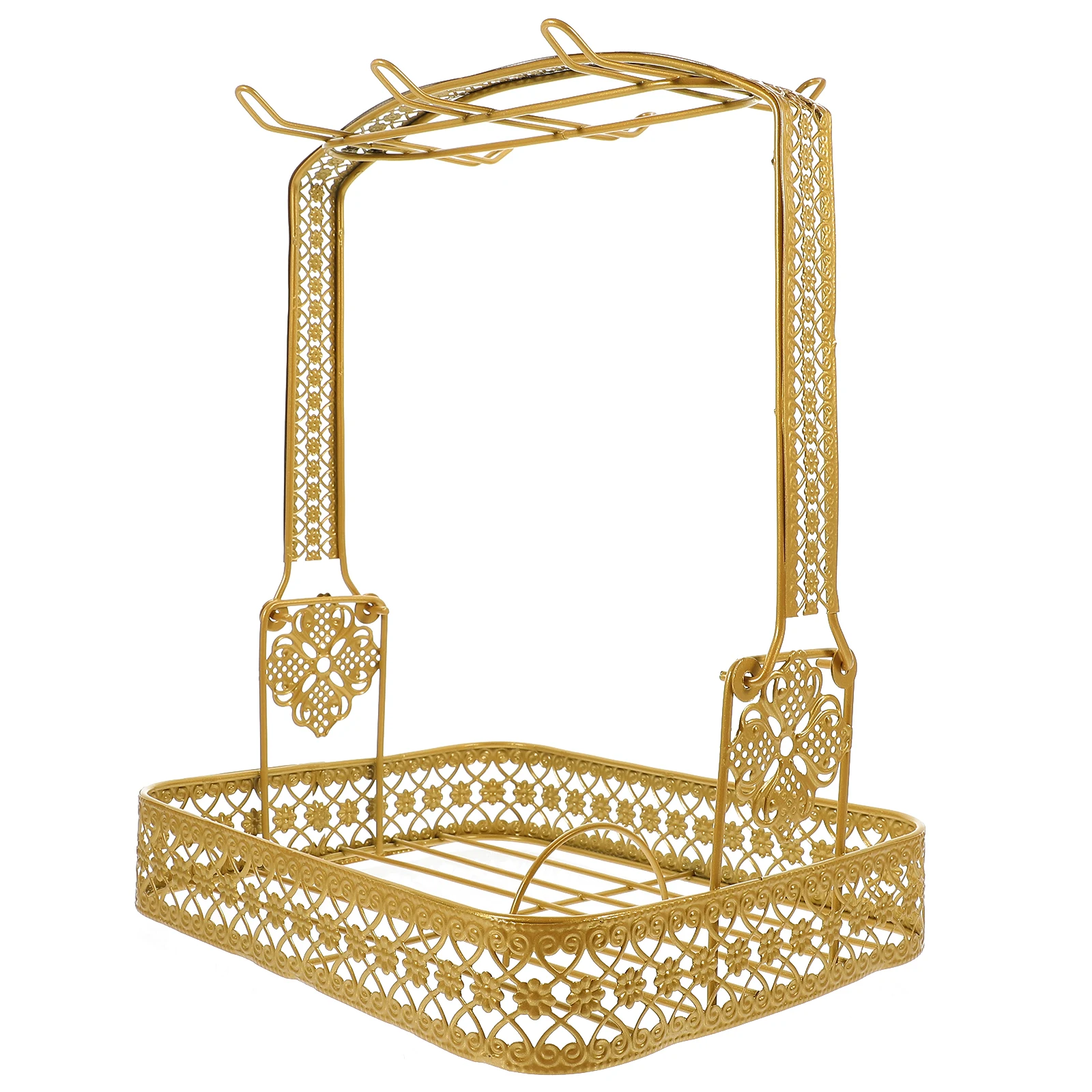 

Coffee Cup Holder Square Mug Rack Storage ganizer Iron Stand Display Tea Cup Saucer Shelf Plate Jewelry Metal