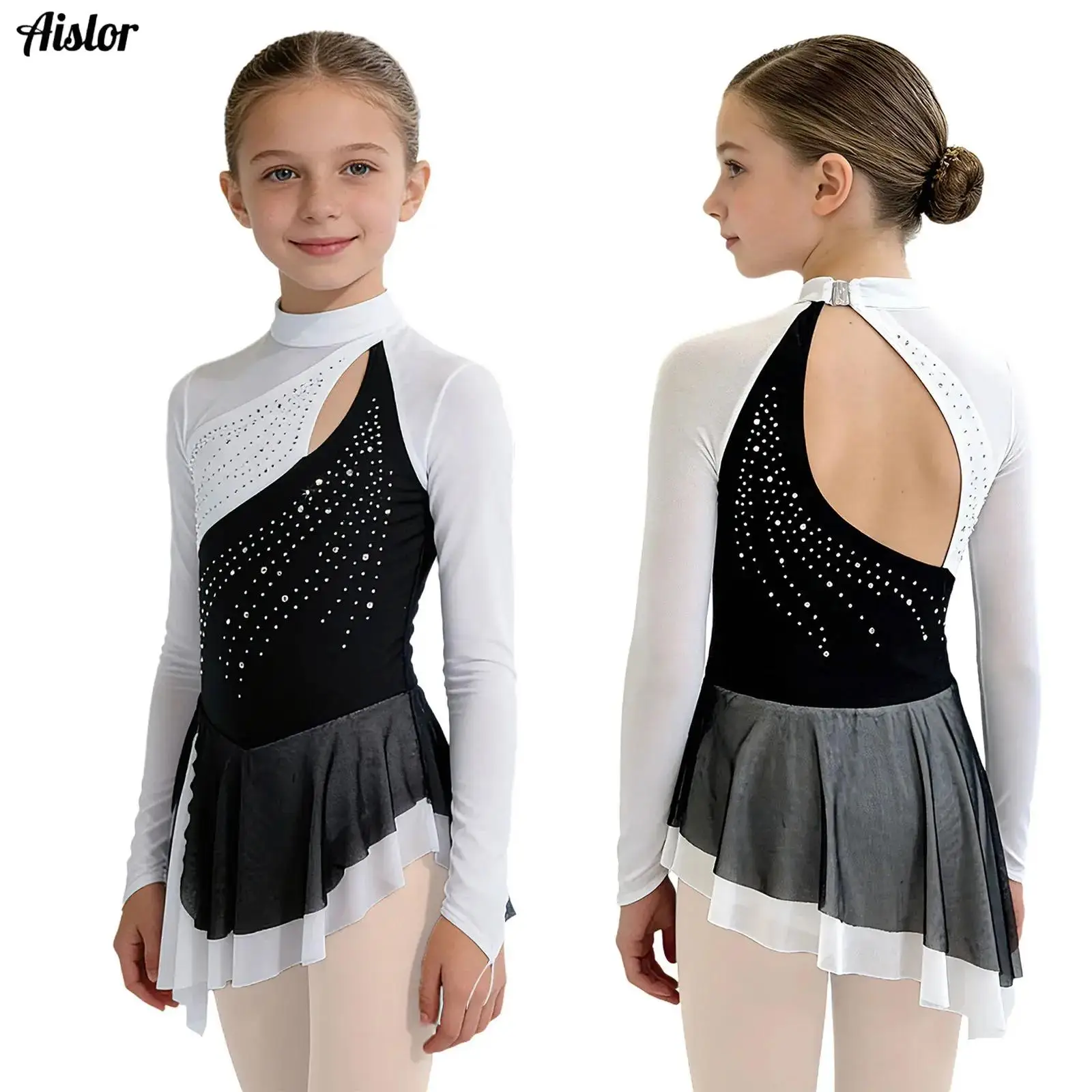 Maillot de Gimnasia Acrobática para Niñas, Vestido de Leotardo Clásico Contemporáneo para Patinaje Artístico, Ballet y Danza Lírica