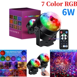 NEW 6W LED Crystal Magic Ball Light with Remote Control RGB 7 Color Voice Controlled Rotating KTV Stage Light Effect Spotlight