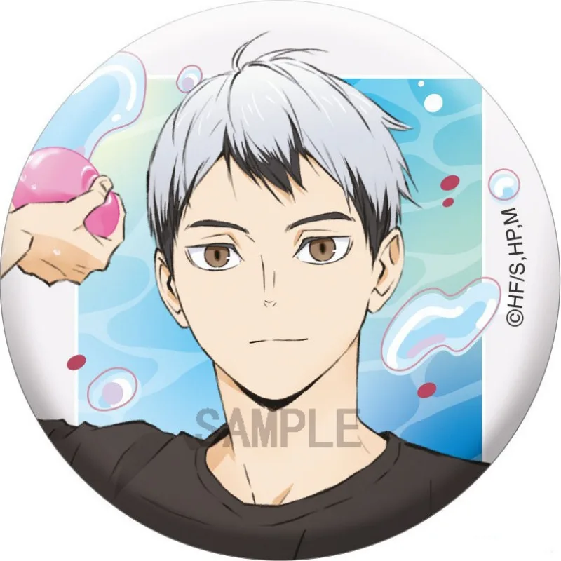 Haikyuu Anime Badge Kozume Kenma Tobio Kageyama 58mm Round Brooch Cartoon Bag Pendent Ornament Kawaii Accessories Collection