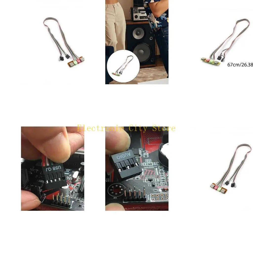 PC Computer Contable Contains Case Front Panel USB 3,5 mm PRZEDNIE USB2.0 WKRÓT KOŃCOWY PRZEDSTAWY MIKROFONY Kabel słuchawkowy