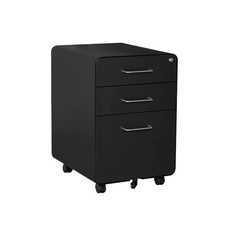 

3Drawer File Cabinet with Wheels, Lockable Metal Filing Cabinet with Name Card for Office and Home,NｏAssembly Required