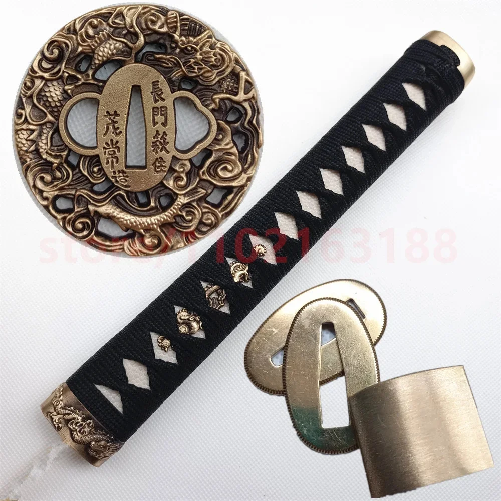 

Ручка Tsuka, медная ручка Tsuba, защита для рук, латунь, Habaki Seppa для японского японского самурая, катаны, меча, фитинги