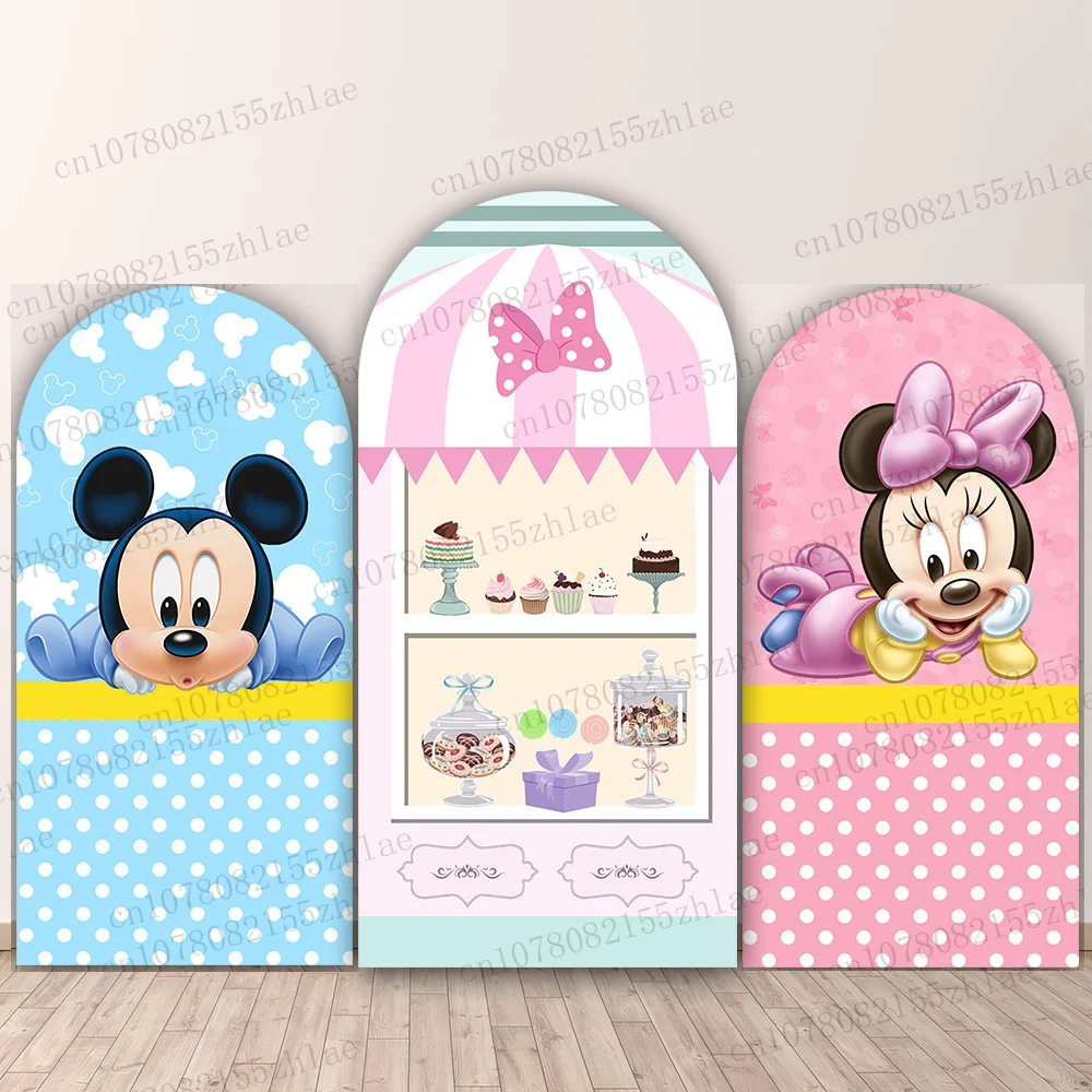 

Minnie and Mickey Birthday Party Photo Background Arch Cartoon Photography Backdrop Baby Shower Photography Backdrop