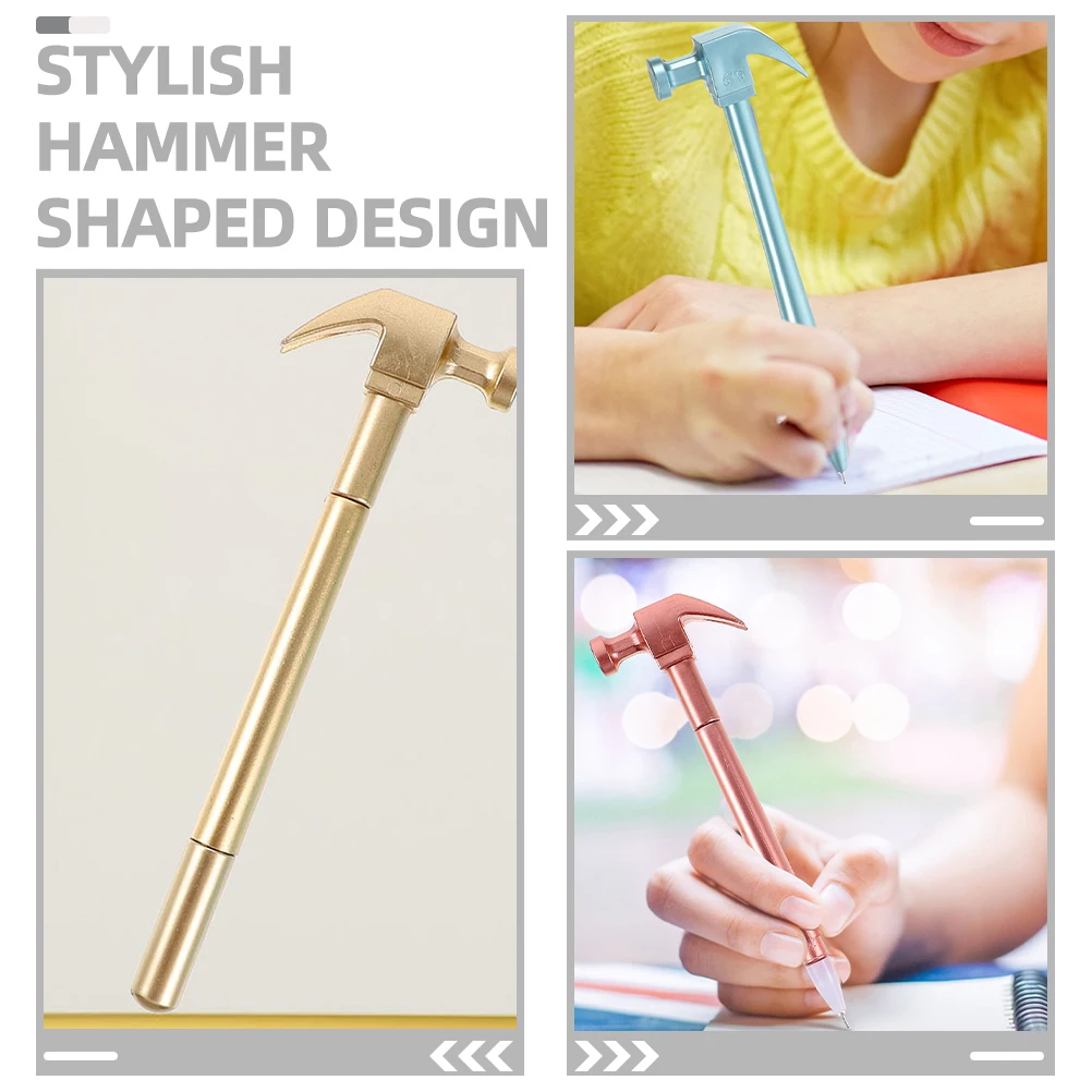 

12pcs Hammer Shaped Gel Ink Pens Smooth Writing Kids Reward Cartoon Office School Supplies Green Silver Gold Red Colors