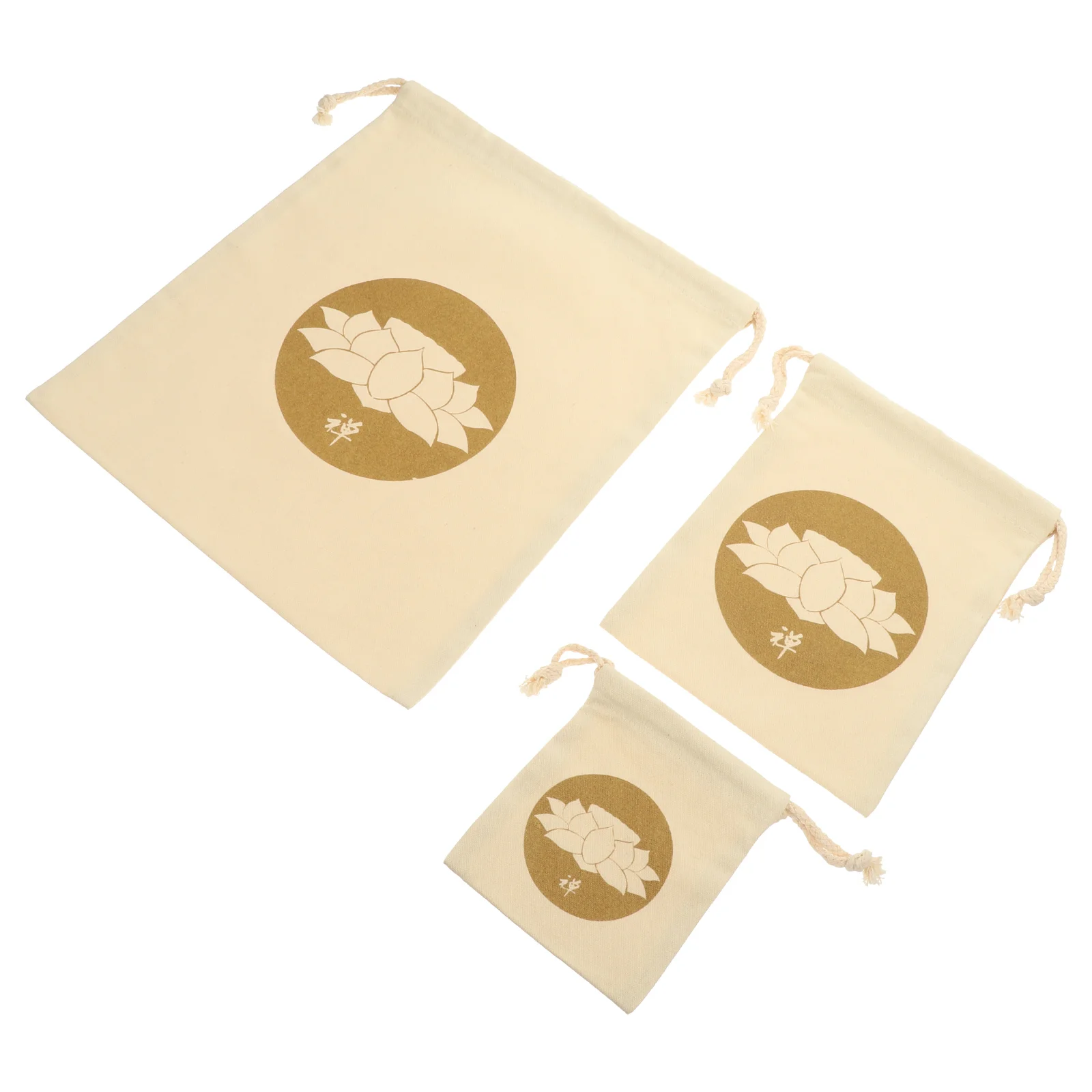

3 Pcs Drawstring Music Bowl Storage Bag Meditation Cotton Linen Singing