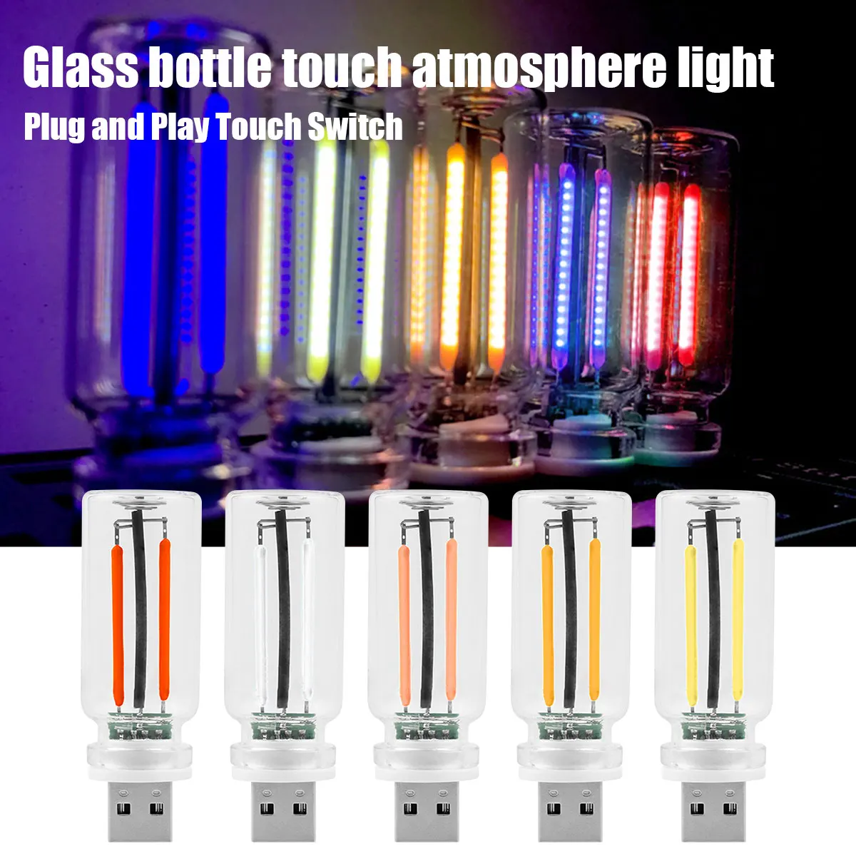 Retro Usb Led Filament Night Light Dimming 5v Lamp Decorative Warm Touch Lighting Incandescent Camping Mini Purple Bulb Treasure