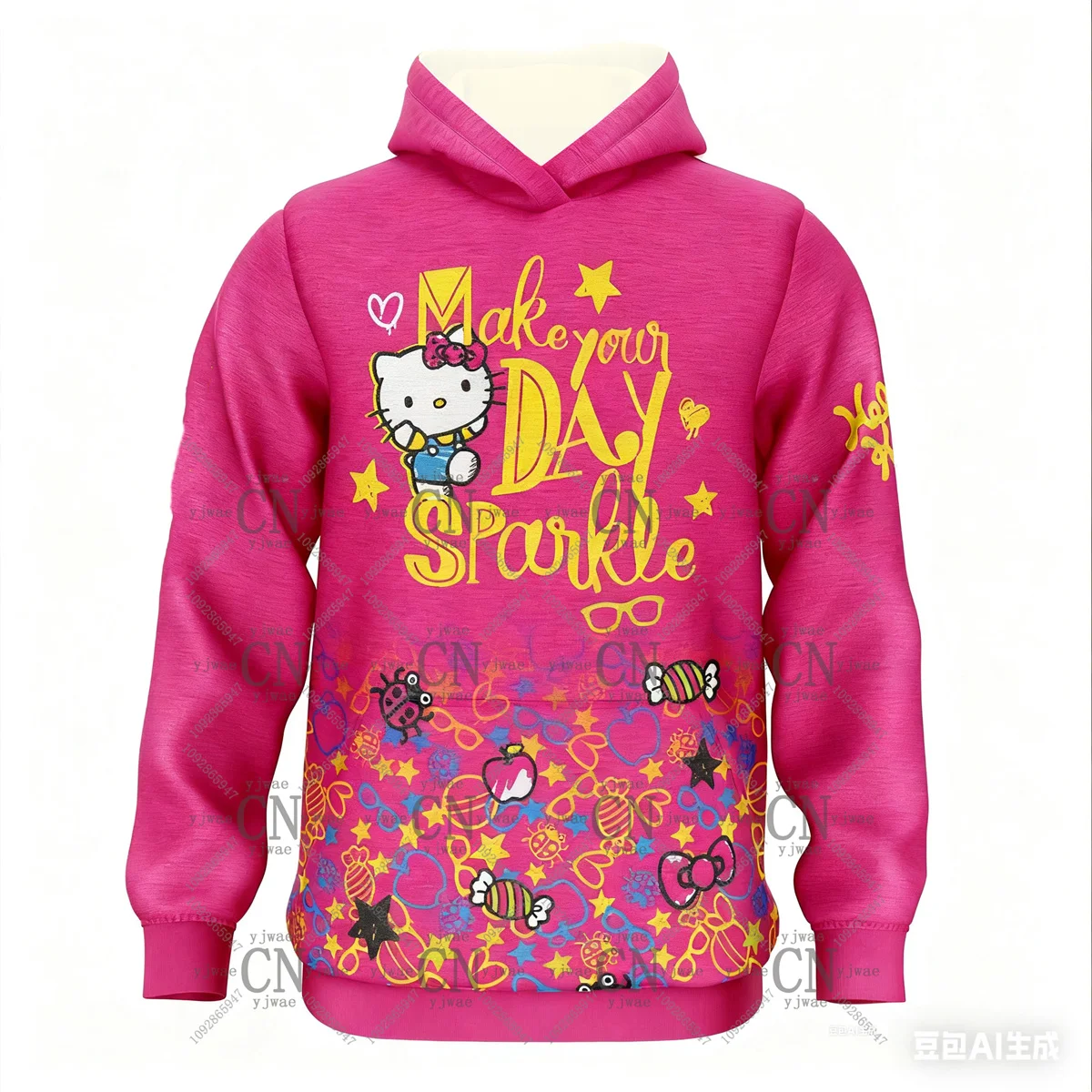 

Kid'S New Hellokitty Hooded Sportswear Sweatshirt For Autumn/Winter Loose&Breathable Kangaroo Pocket Jacket Women'S Sweatshirt