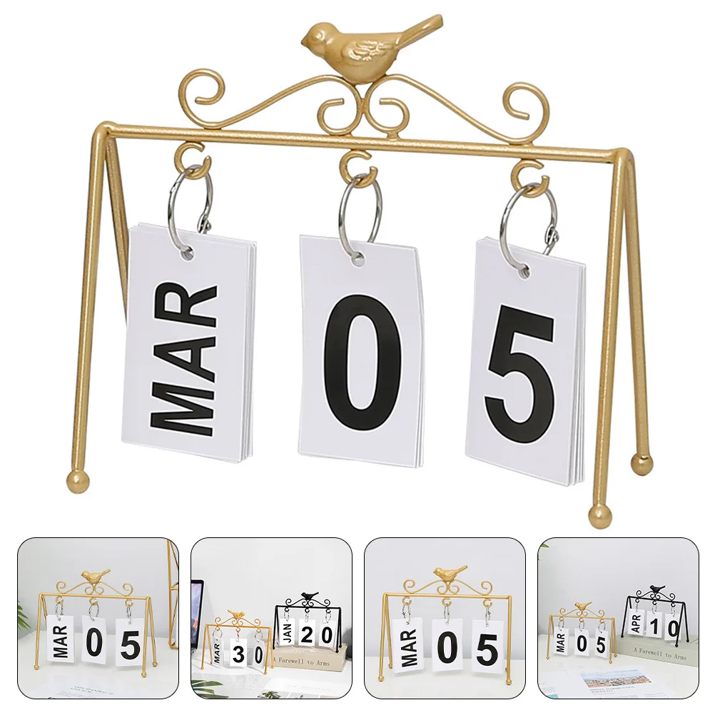 

Perpetual Calendar Rustic Metal Desktop Decor Tabletop Ornament Home Office Gift Iron Frame Calendar Frame