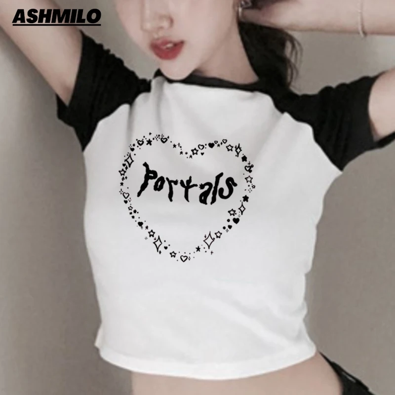 Kawaii Melanie Martinez K-12 Cartoon Aesthetics Tee Woman's Crop T-Shirt Girls Fashion O-Neck Short Sleeves Shirts