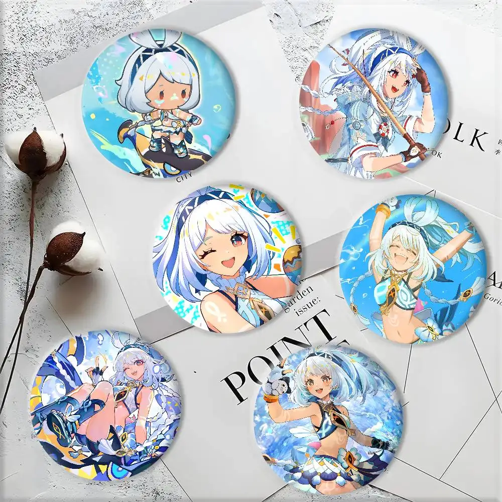 Video Game Mualani Genshin Impact Badge Round Art Brooch Clothes Backpack Accessories Lapelnd Laserh