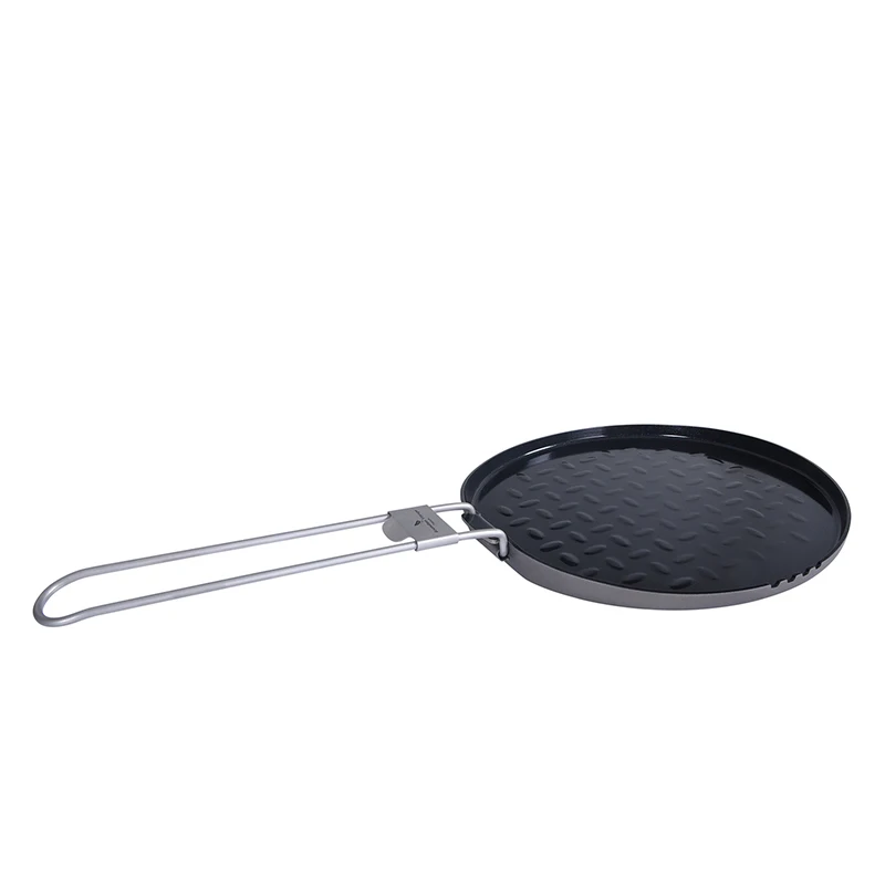 Boundless Voyage Camping Cookware Titanium Frying Pan, Nonstick Pot, Ultra-light Outdoor Picnic Cooking Utensils BBQ Plate