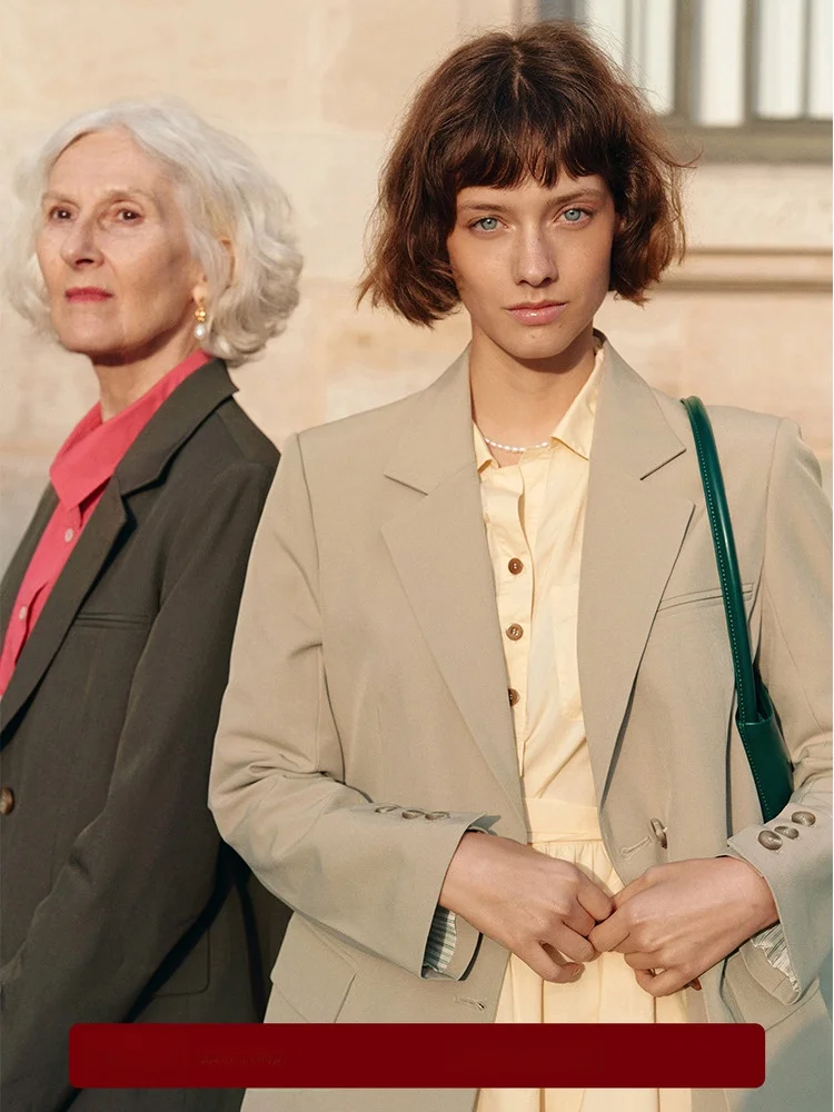 

Простой женский повседневный костюм в стиле ретро, винтажное пальто средней длины с пиковыми лацканами и высоким дизайном Sense Commute Sle Long Sve