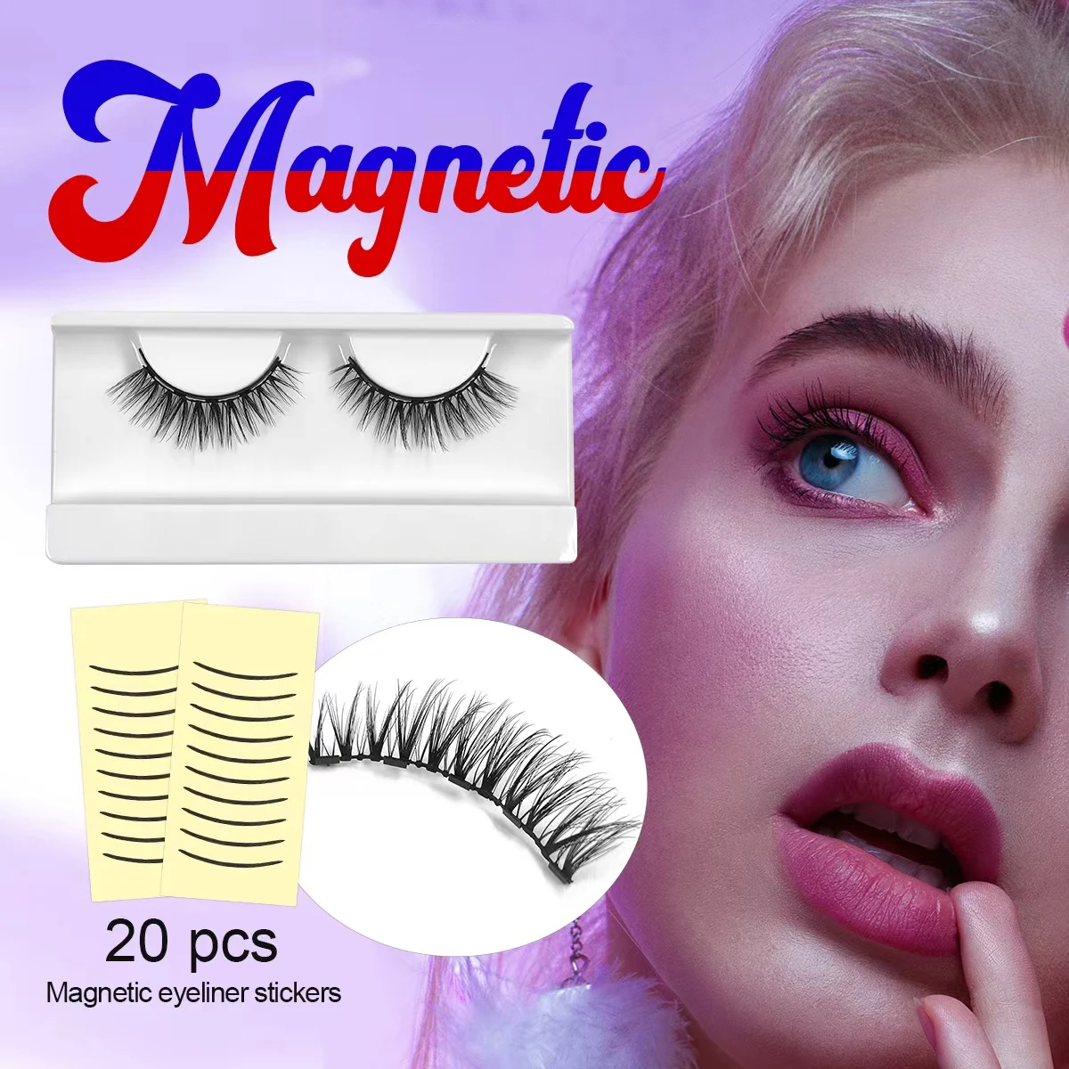 Nuevas pestañas magnéticas ligeras y suaves de aspecto Natural, pelo sintético, pestañas magnéticas de buen precio con pegatinas magnéticas