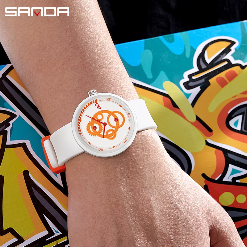 Fashion Sanda Top Brand New Quartz Watch Youth School Men's And Womens Unisex Simple Silicone Simple Tide Personality Waterproof image 6