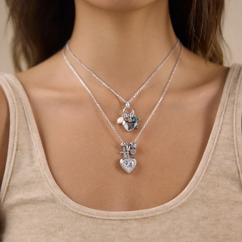 

Zircon Heart Pendant Necklace Cross Star Bar Charm Dainty Choker Chain Y2k Aesthetic Jewelry For Women Gift