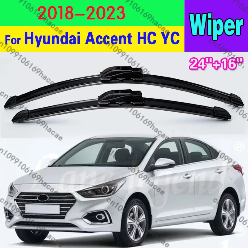 Wiper Blades Set Kit For Hyundai Accent HC YC 2018 - 2023 Verna Solaris Front Windshield Brushes Windscreen Window Accessories