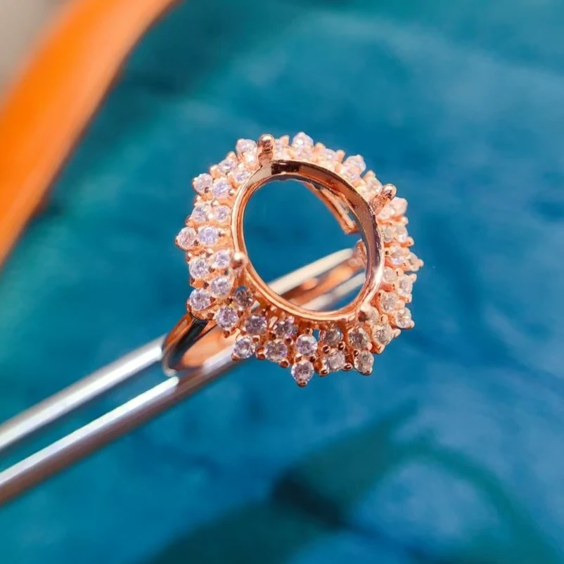 

925 Silver Ring Setting for Engagement Ring DIY Wholesale Price 10mm*12mm Gemstone Inlay Base Jewelry DIY Supplier