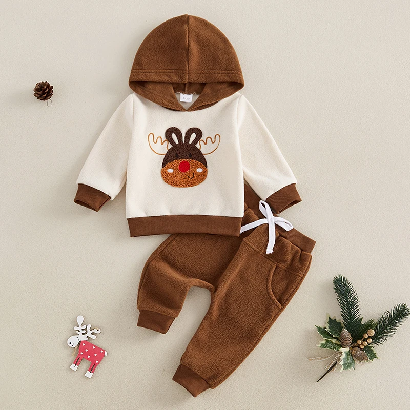 Infant Baby Boys Hooded Clothes Set Dinosaur Print Color Block Sweatshirt Pants Set Toddler Boy Fall Winter Outfit