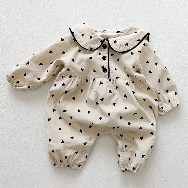 Spring Autumn Kids Baby Girls Rompers Newborn Baby Girls Long Sleeve Corduroy Printing Rompers Clothes Baby Girl Rompers