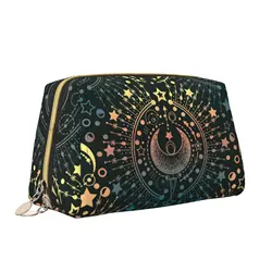 Moon & Star Alchemy Magical Leather Travel Cosmetic Bag Black Skull Moth Large Capacity Waterproof Toiletry Bag Makeup Pouch