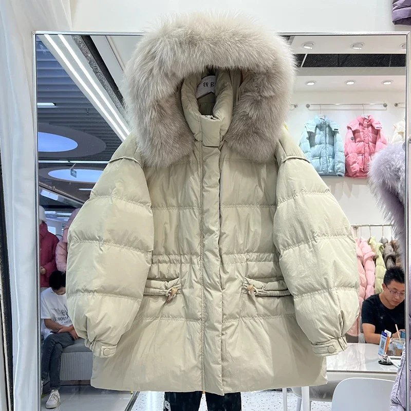 Winter New Down Cotton Jacket Women's Korean Cotton Padded Thicken Warm Fur Collar Hooded Parkas Female Windbreaker Coats