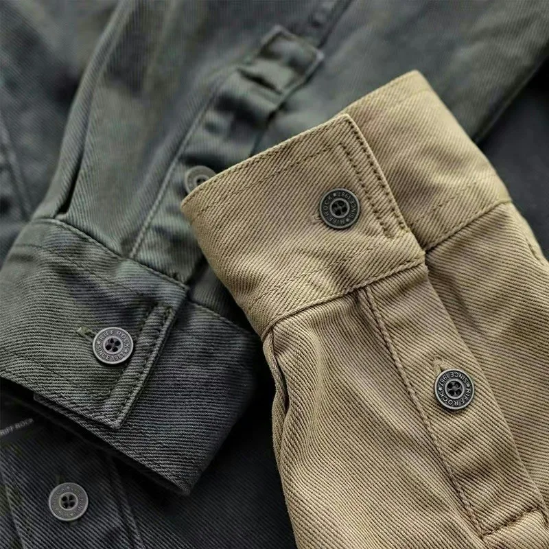 Men's Long Sleeve Work Jacket Pure Cotton Wear Resistant Welding Anti-Scalding Spring Summer Autumn Denim Shirt Standard Fit