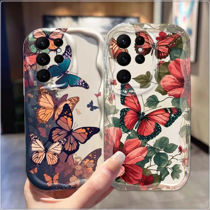 

Butterfly Retro Rose Fashion Phone Case For Samsung S25 S24 S23 S22 S21 S20 A04 A05s A05 A06 Ultra Plus FE 5G Wave Oil