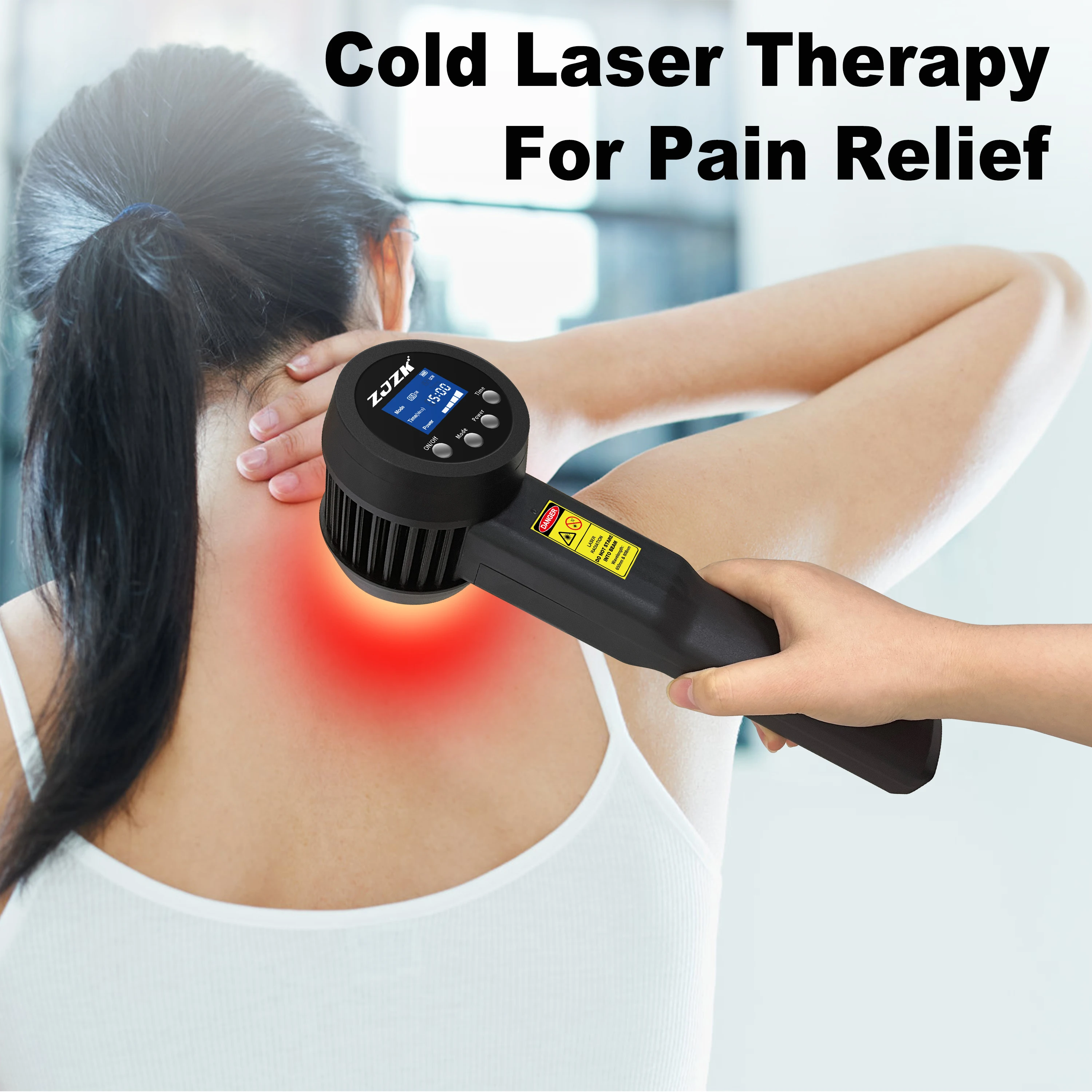 ZJZK Low Level Laser Therapy Inflammation For Back Pain 650nmx10diodes+808nmx15diodes Laser Light With Massage Frozen Shoulder