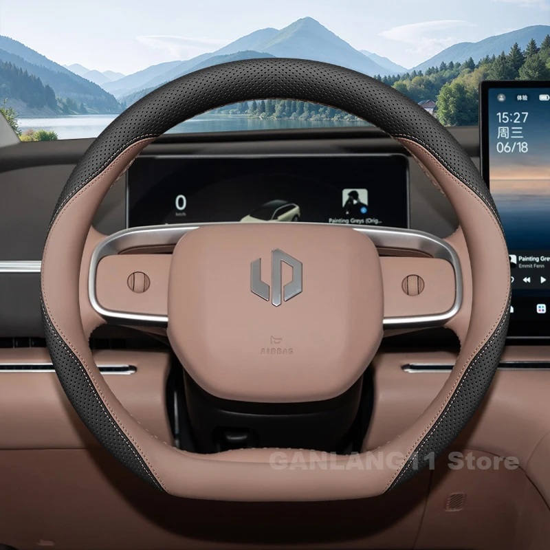 

Leather Car Steering Wheel Cover For Leapmotor C11 2021-2024 2025 Anti-slip Auto Steering Wheel Leapmotor C11 Accessories